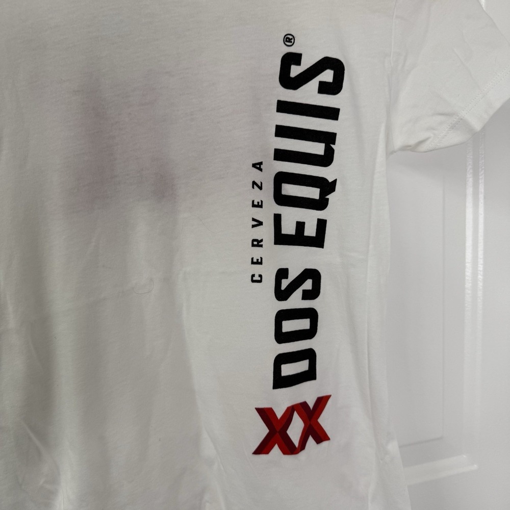 Dos Equis Brand Ambassador T-shirt White Women's Short Sleeve V-neck In Small - Picture 3 of 4